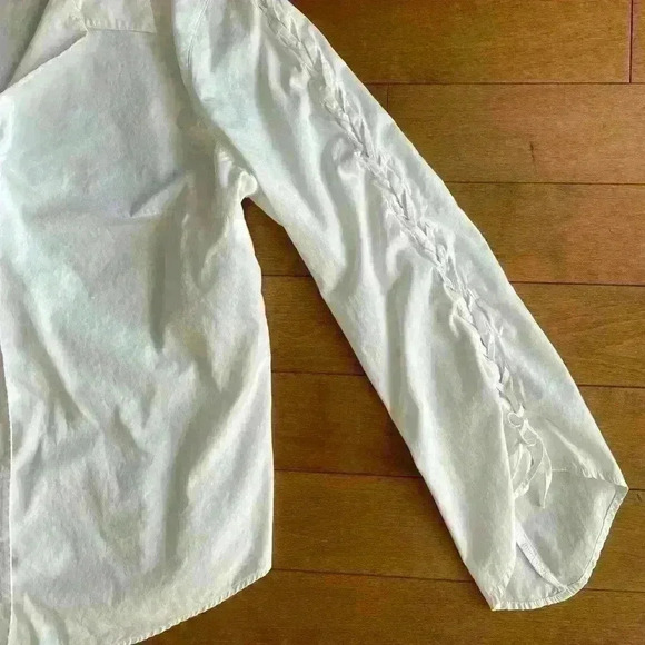 Anne Fontaine | Classic white button down with woven sleeves size 44 - Picture 3 of 5